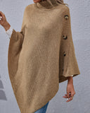 Irregular Knitted Button Sweater Shawl Cloak