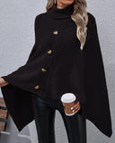 Irregular Knitted Button Sweater Shawl Cloak