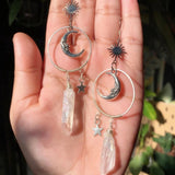 Moon & Crystal Mystic Series Drop Earrings