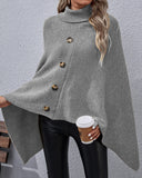 Irregular Knitted Button Sweater Shawl Cloak