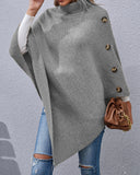 Irregular Knitted Button Sweater Shawl Cloak