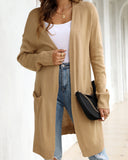 Long Sleeve Knitted Pockets Sweater Cardigan