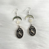 Dark Priestess Crow Engraved Nameplate Drops Earrings