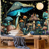 Mystery Blue Mushrooms Printed Tapestry For Home