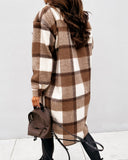 Flannel Plaid Button Maxi Shacket Coat