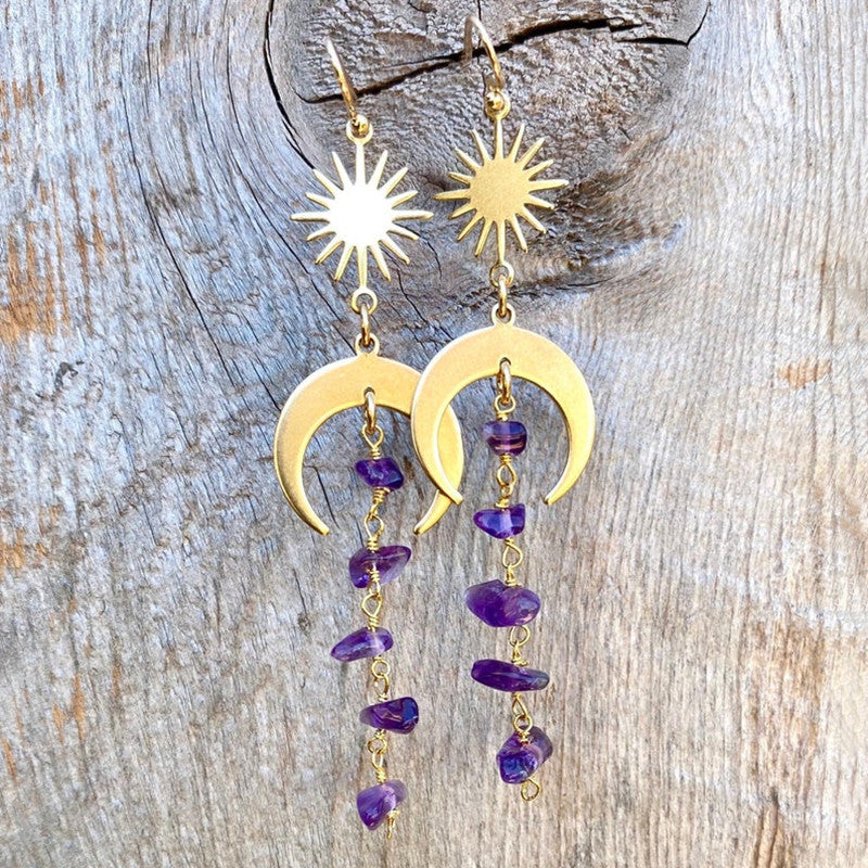 Mystic Witch Five Crystals Drop Earrings