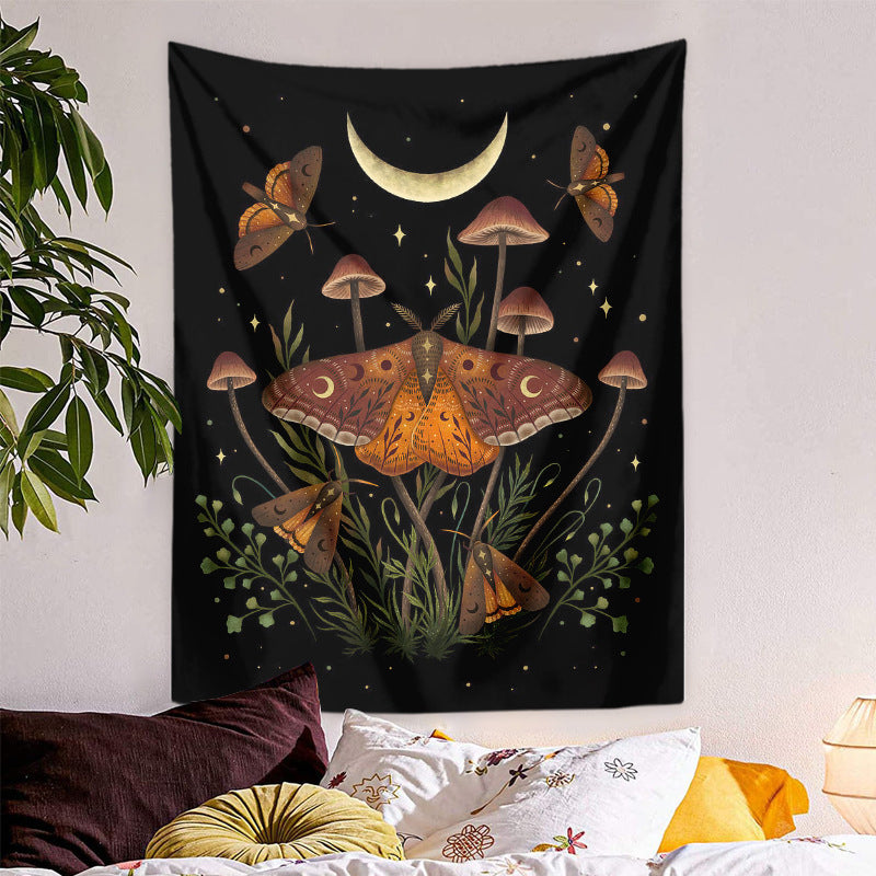 Moths & Mushrooms Fantasy Garden Tapestry