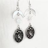 Dark Priestess Crow Engraved Nameplate Drops Earrings