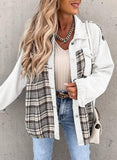 Denim Plaid Patchwork Button Jacket