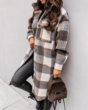 Flannel Plaid Button Maxi Shacket Coat