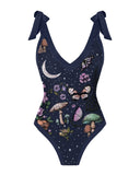 Mushrooms Moonnight Printed Halter One Piece