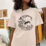 Wonderland Bat Printed Casual Oversized T-shirt