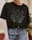Witchery Black Cat Printed Casual Oversized T-Shirt