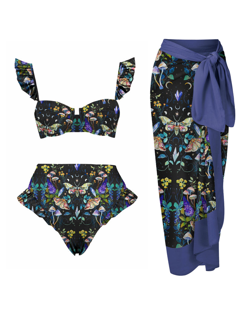 Mystic Moths Fairyland Printed Bikini Set and Sarong – coramoon