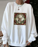 Christmas Elk Frame Printed Casual Sweatshirt