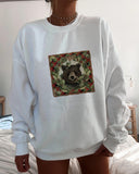 Christmas Bear Frame Printed Casual Sweatshirt