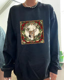 Christmas Elk Frame Printed Casual Sweatshirt