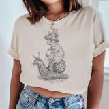 Mice and Snails Print Casual Oversized T-Shirt