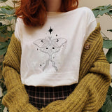 Fantasy Butterfly Witch Printed Casual Oversized T-shirt