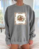 Christmas Wild Fox Frame Printed Casual Sweatshirt