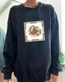 Christmas Wild Fox Frame Printed Casual Sweatshirt