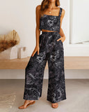 Skelton Dark Magic Print Halloween Two-Piece Casual Set
