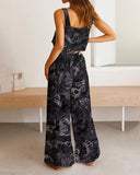 Skelton Dark Magic Print Halloween Two-Piece Casual Set