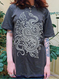 Dark Witchy Snake Printed Casual Oversized T-Shirt
