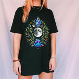 Black Full Moon Printed Casual Oversized T-shirt