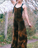 Mystic Tie-Dye Cut-Off Suede Jumpsuit-Turmeric