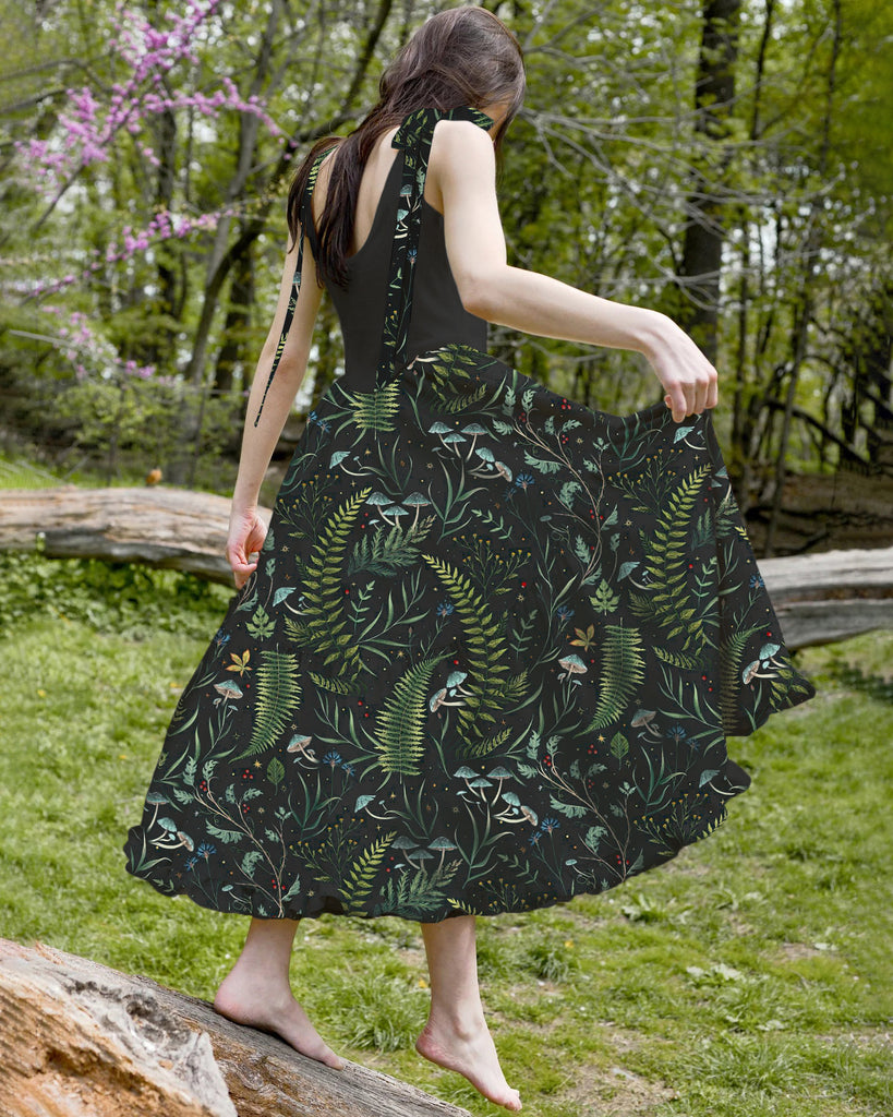 Forest Moths Wonderland Printed Halter Dress